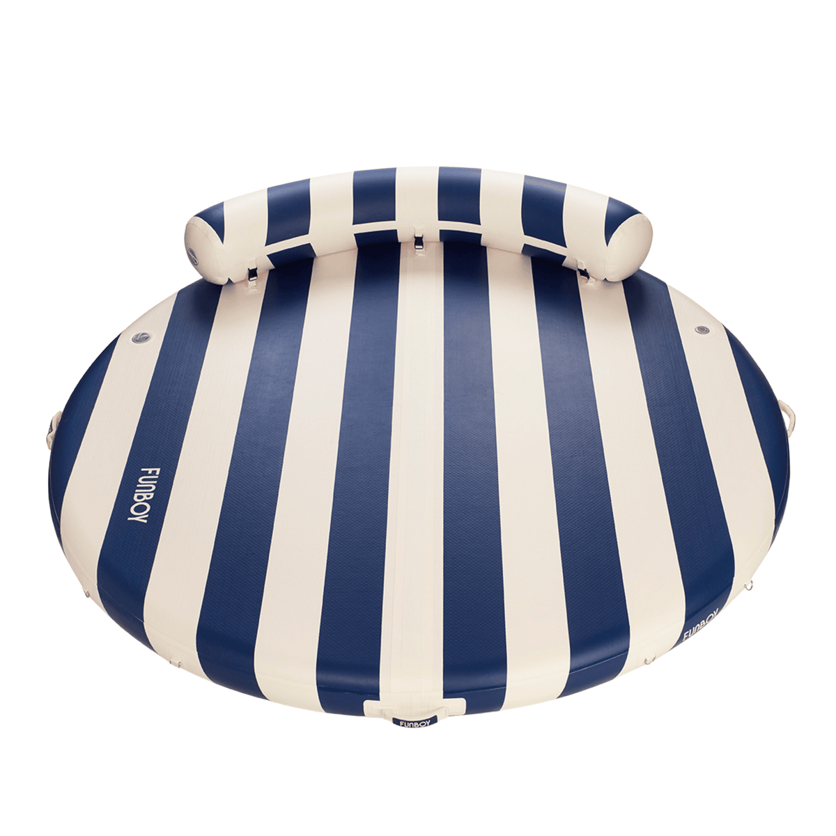 Funboy Exclusive | Inflatable Floating Dock: White, Navy Blue Stripes
