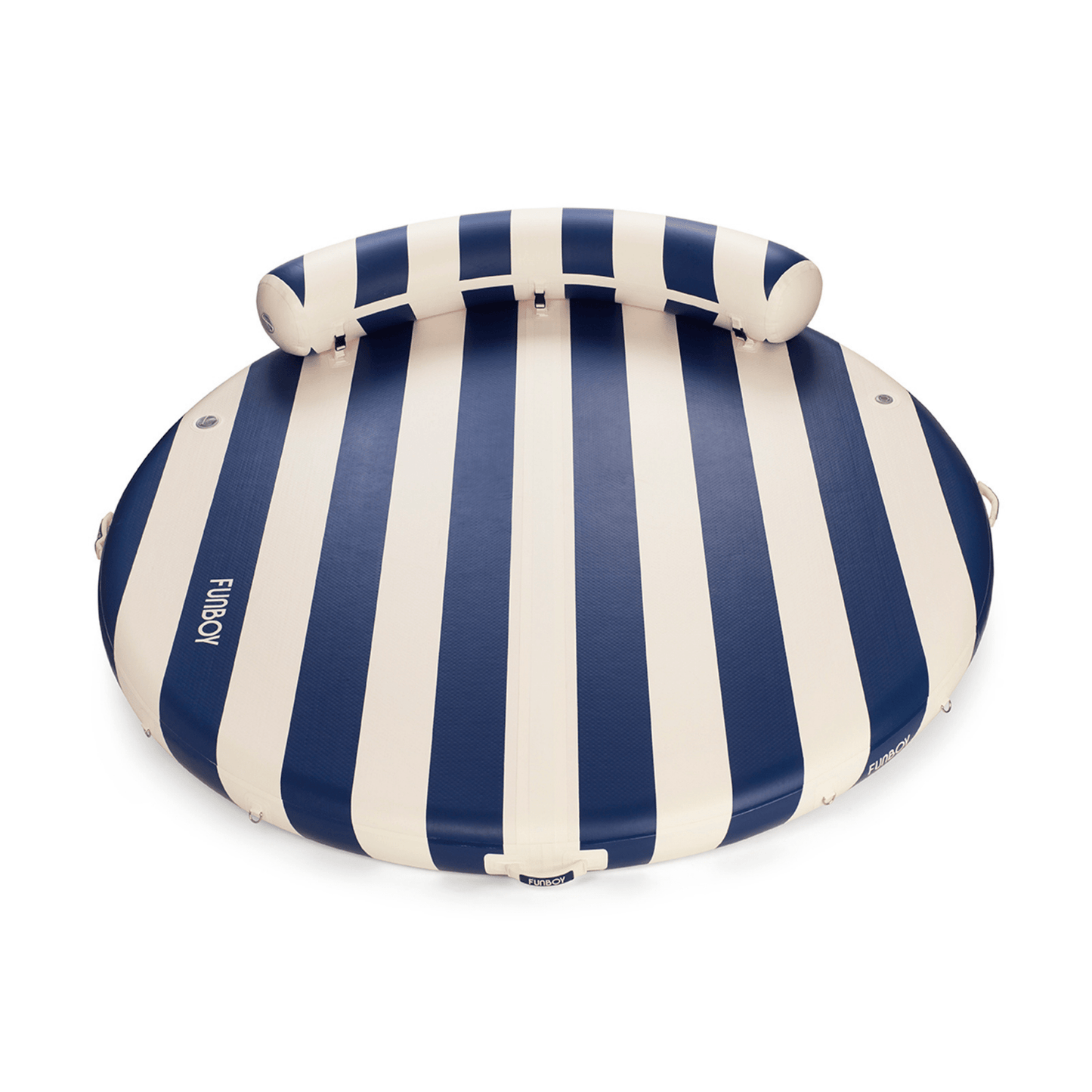Funboy Exclusive | Inflatable Floating Dock: White, Navy Blue Stripes