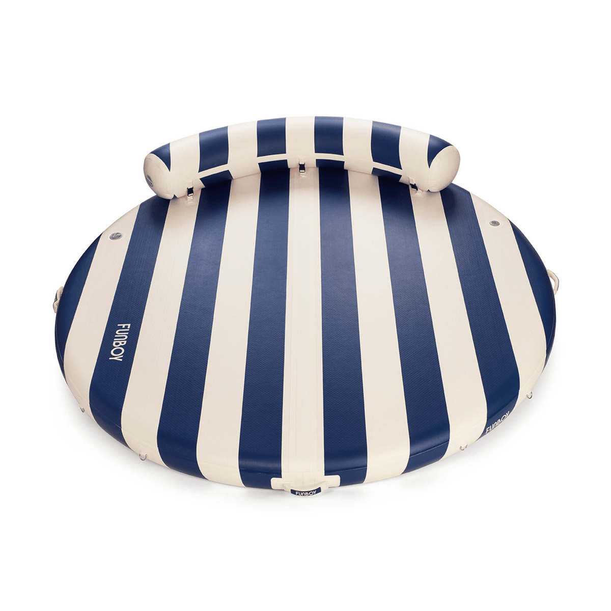 Funboy Exclusive | Inflatable Floating Dock: White, Navy Blue Stripes
