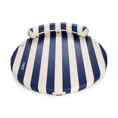 Funboy Exclusive | Inflatable Floating Dock: White, Navy Blue Stripes