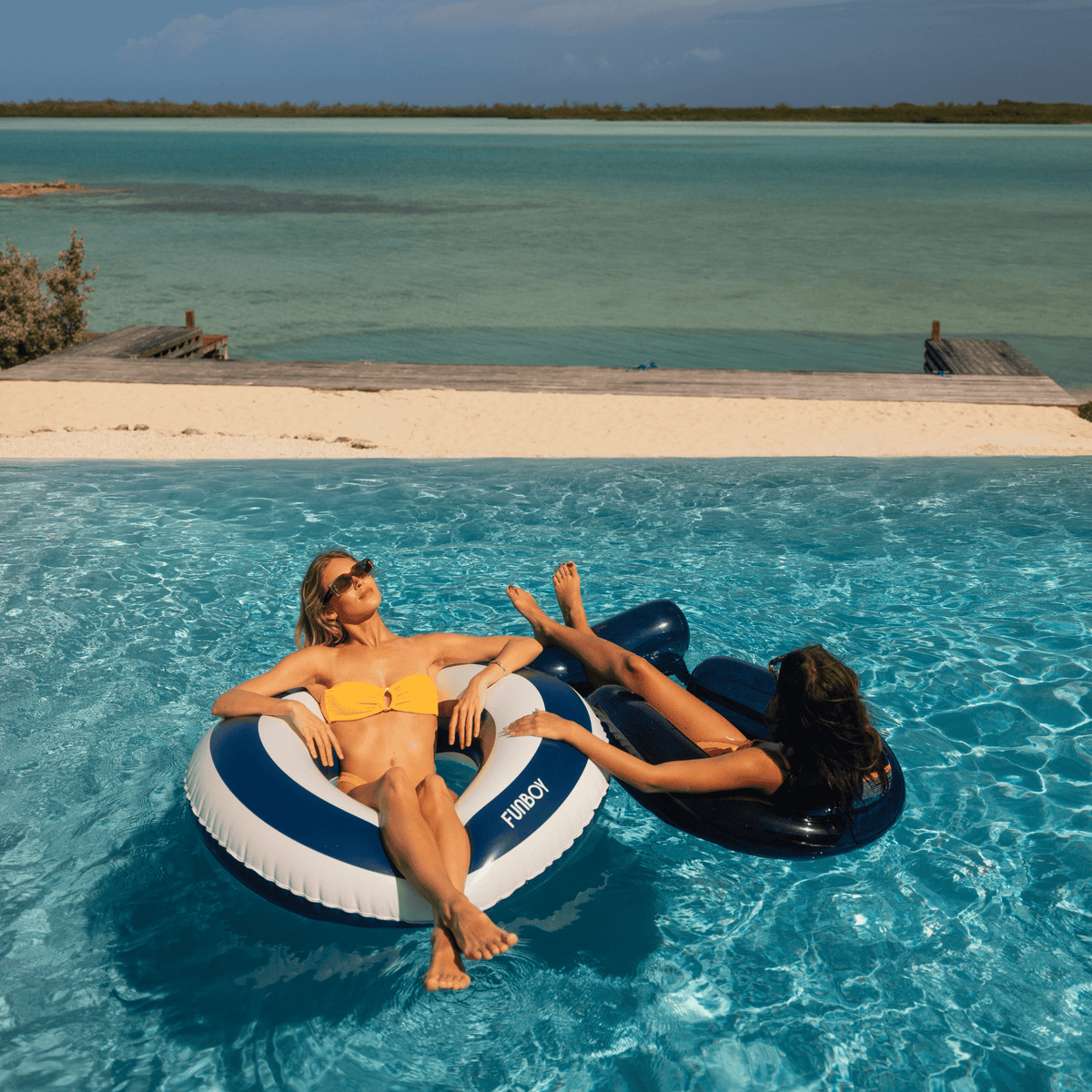 Funboy Popular | Pool Tube Float: Navy Blue & White, Striped
