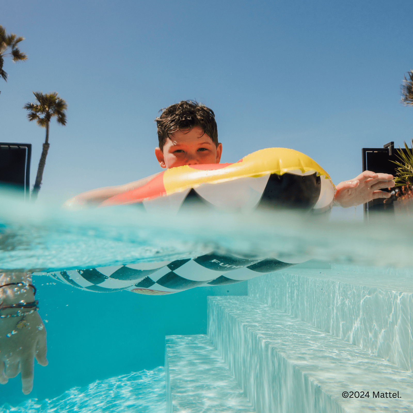 Funboy Exclusive | Hot Wheels Checkered Flame Surfboard Pool Float