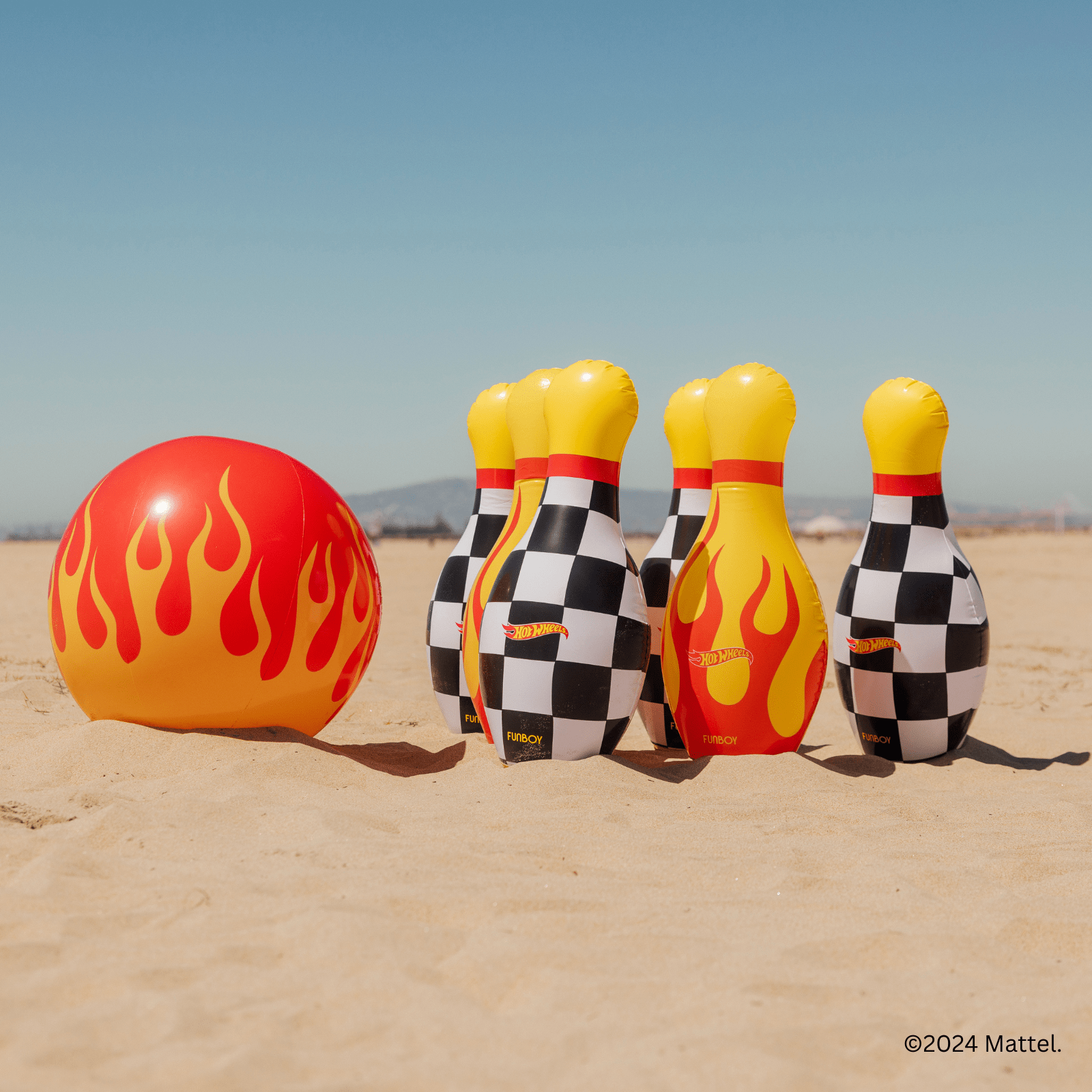 Funboy Classic | Hot Wheels Checkered Flame Backyard Bowling Set