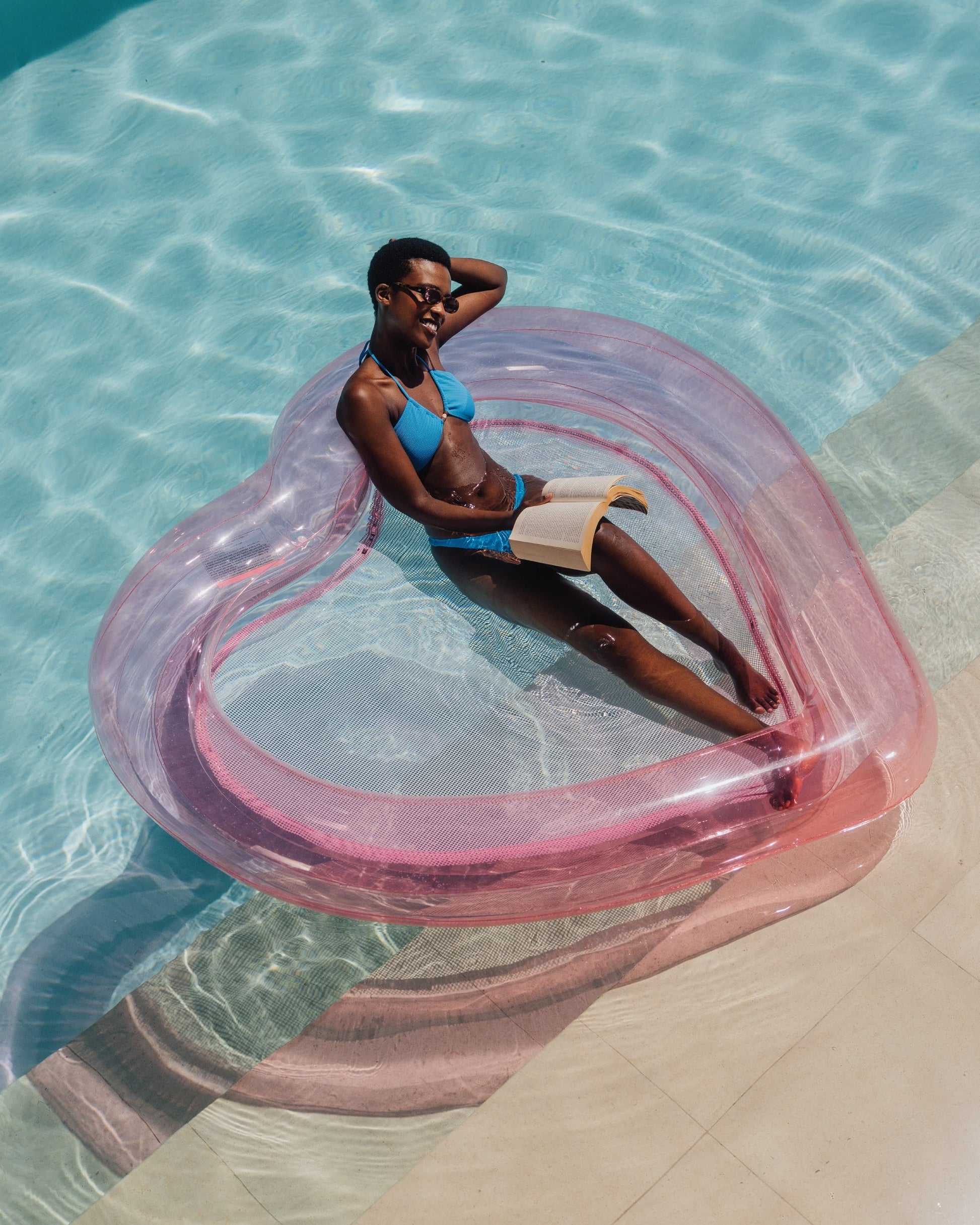 Funboy Popular | Floating Pool Hammock: Heart-Shaped, Clear Pink