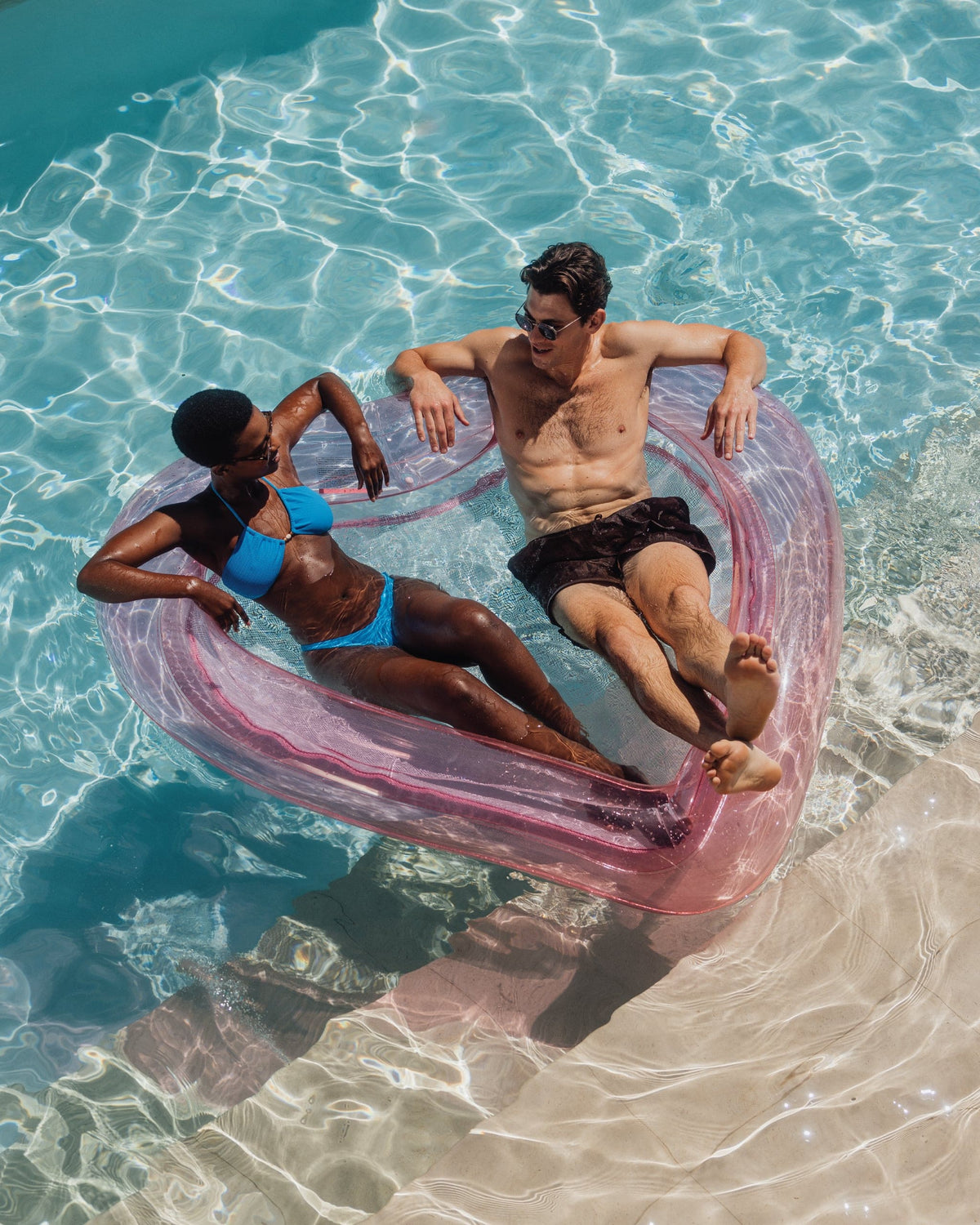 Funboy Popular | Floating Pool Hammock: Heart-Shaped, Clear Pink