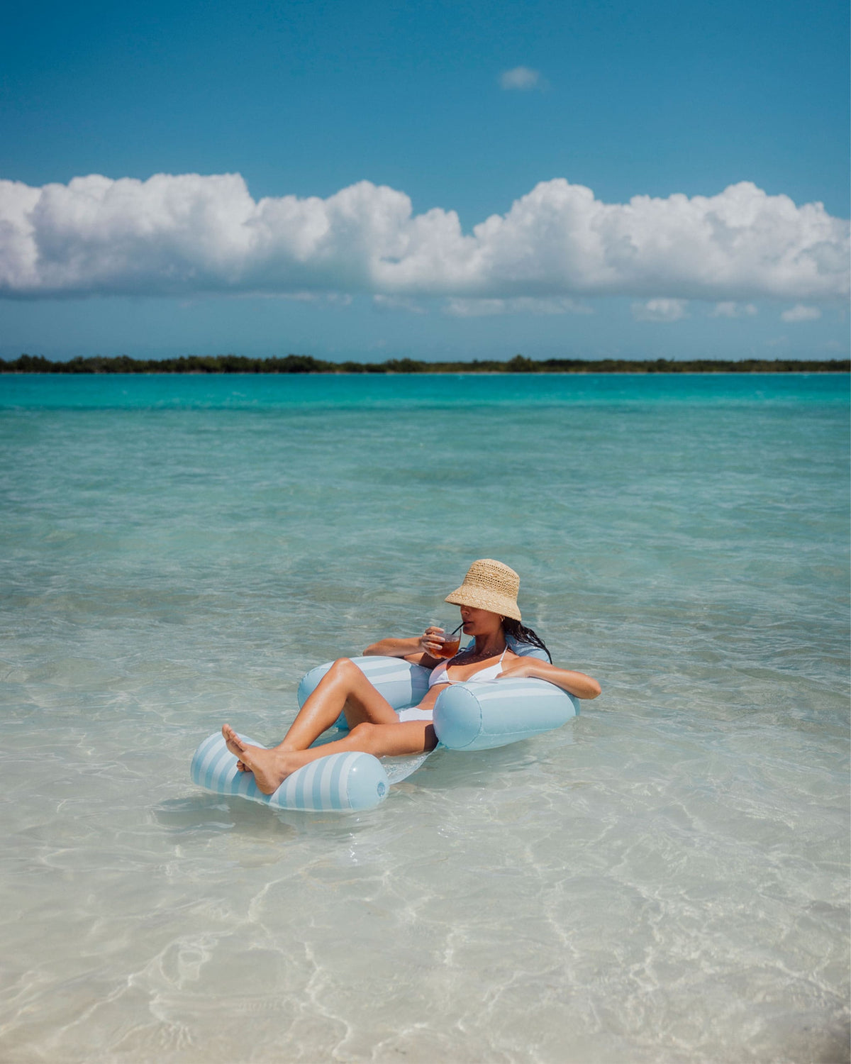Funboy Exclusive | Blue & White Stripe Coastal Mesh Chair Pool Float