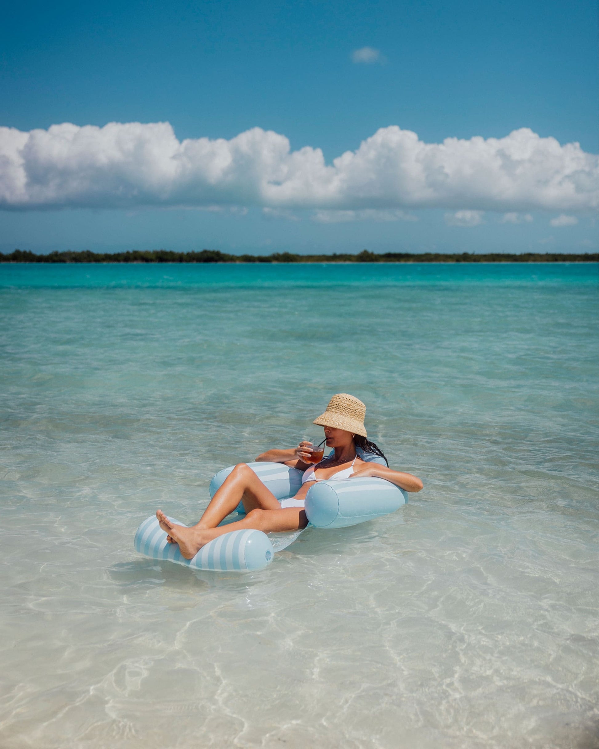 Funboy Exclusive | Blue & White Stripe Coastal Mesh Chair Pool Float