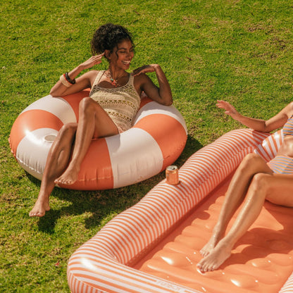 Funboy Trending | Large Pool Tube Float: Burnt Orange & White Stripes, 48"