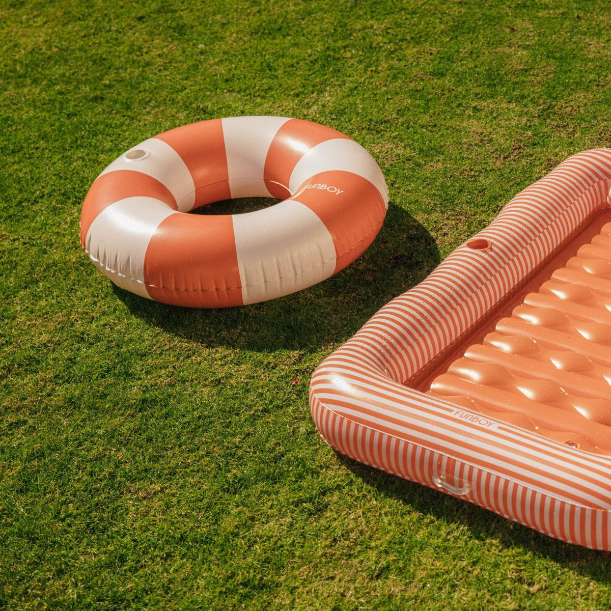 Funboy Trending | Large Pool Tube Float: Burnt Orange & White Stripes, 48"