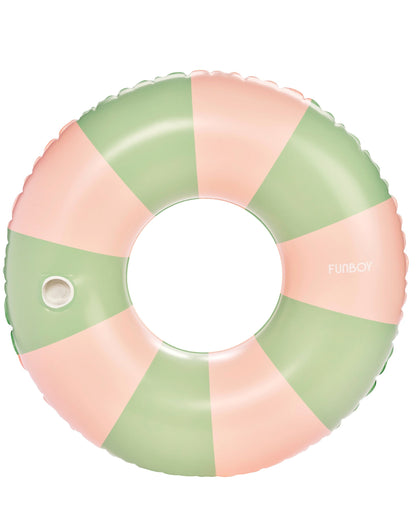 Funboy Signature | Large Pool Tube Float: Green & Pink Stripes, 48"