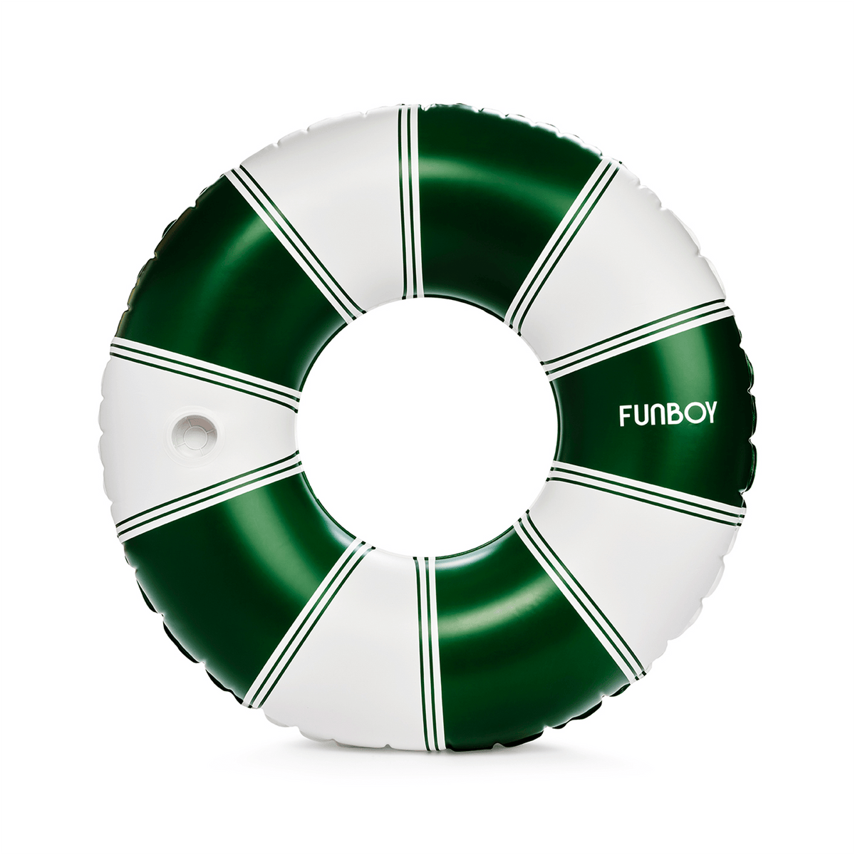 Funboy Exclusive | Vintage Green Stripe Inflatable Pool Float with Cup Holder 48"