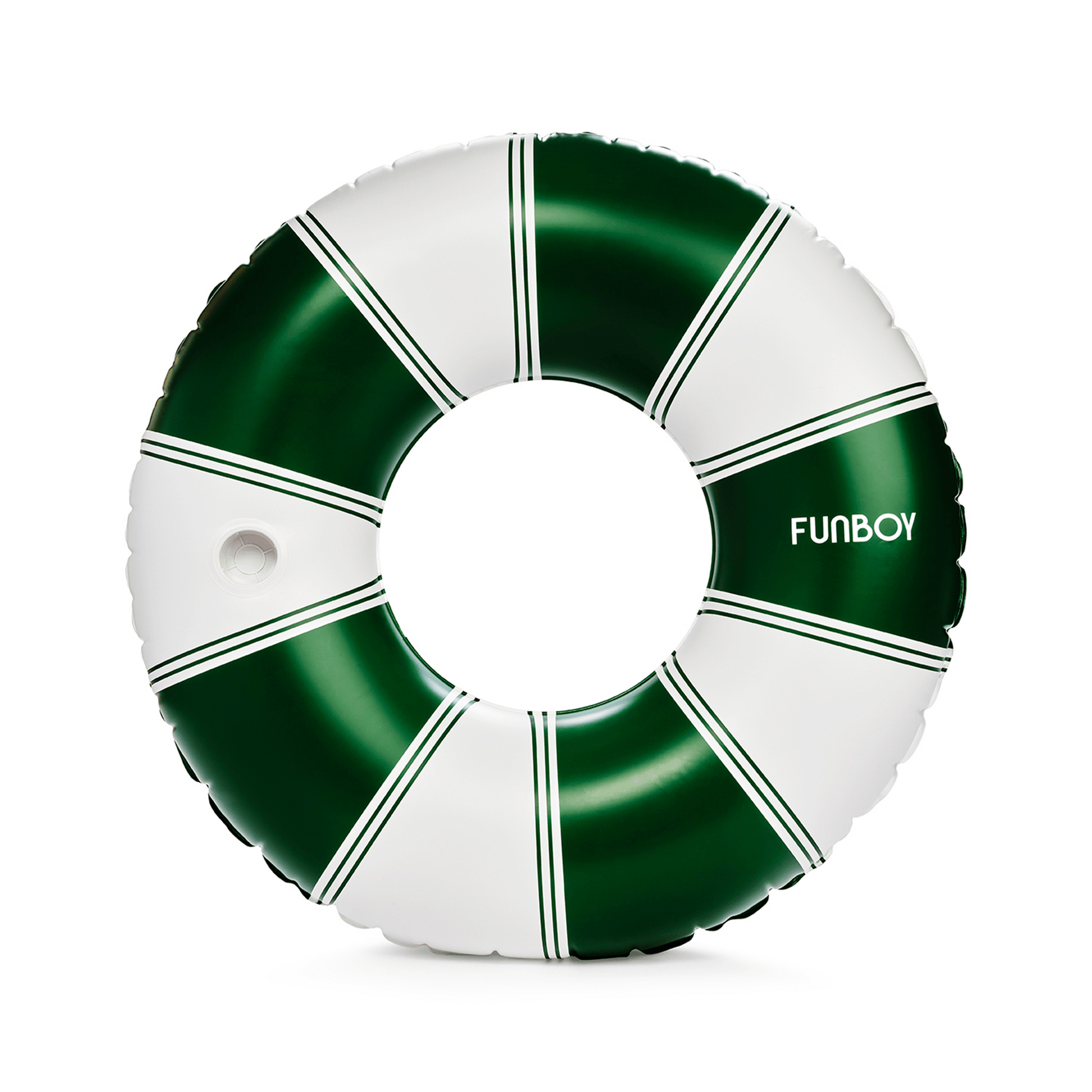 Funboy Exclusive | Vintage Green Stripe Inflatable Pool Float with Cup Holder 48"