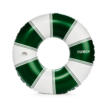 Funboy Exclusive | Vintage Green Stripe Inflatable Pool Float with Cup Holder 48"