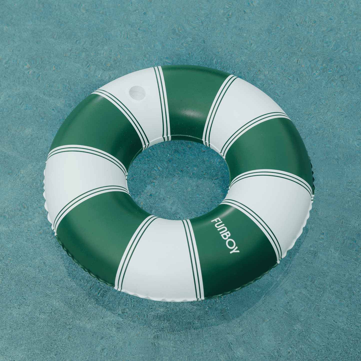 Funboy Exclusive | Vintage Green Stripe Inflatable Pool Float with Cup Holder 48"