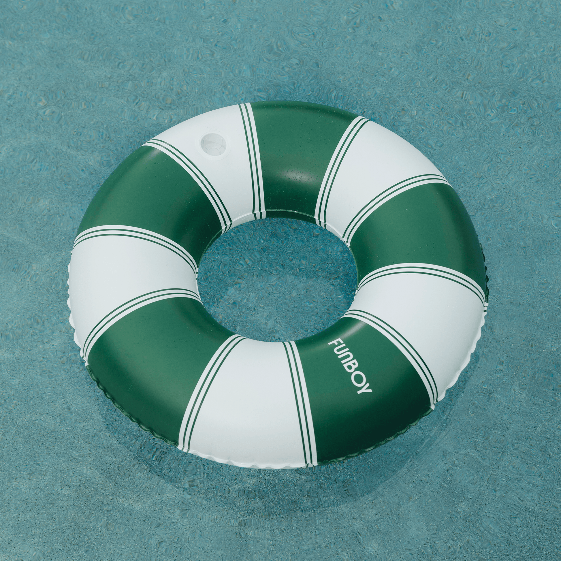 Funboy Exclusive | Vintage Green Stripe Inflatable Pool Float with Cup Holder 48"
