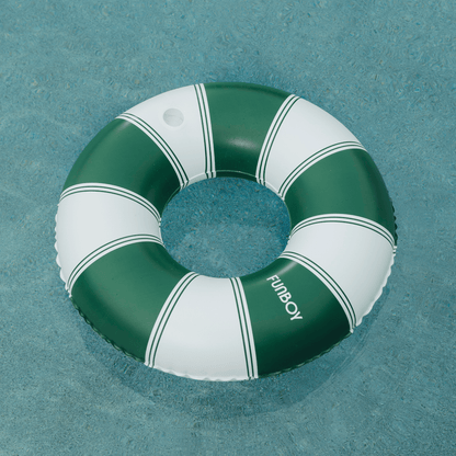 Funboy Exclusive | Vintage Green Stripe Inflatable Pool Float with Cup Holder 48"