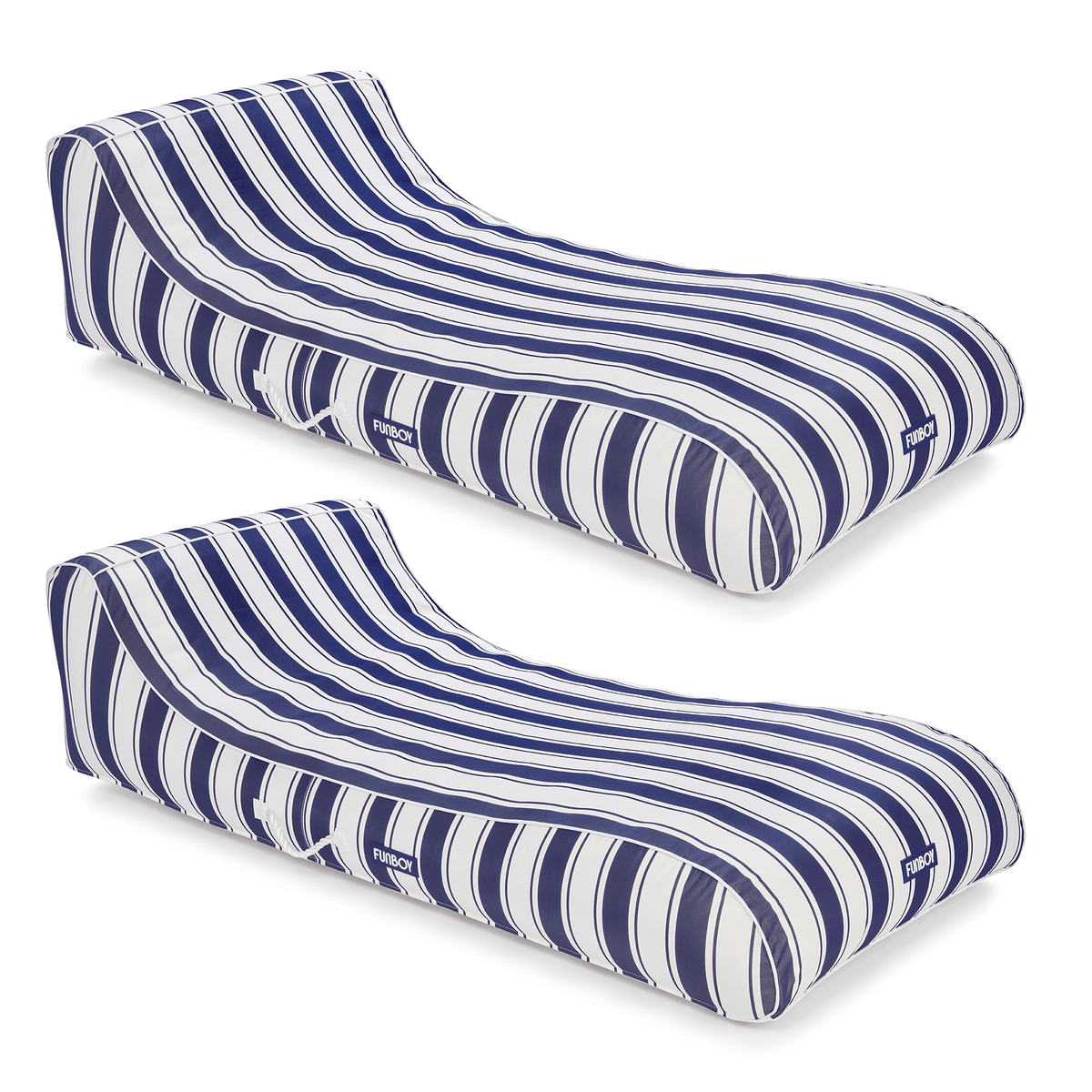 Funboy Featured | Cabana Navy Stripe Sunbed Lounger 2 Pack Fabric-Covered Pool Floats