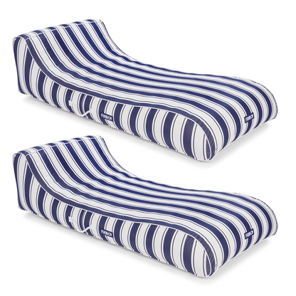Funboy Featured | Cabana Navy Stripe Sunbed Lounger 2 Pack Fabric-Covered Pool Floats