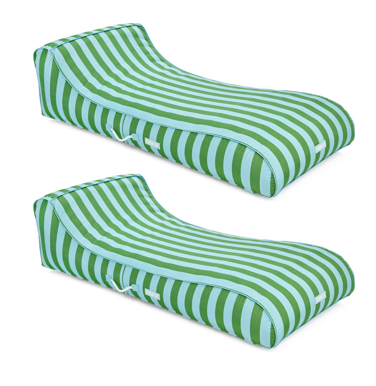 Funboy Recommended | Fabric Sunbed Lounger 2-Pack, Green & Blue Striped