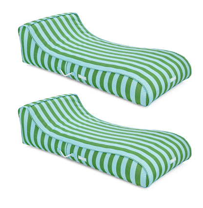 Funboy Recommended | Fabric Sunbed Lounger 2-Pack, Green & Blue Striped