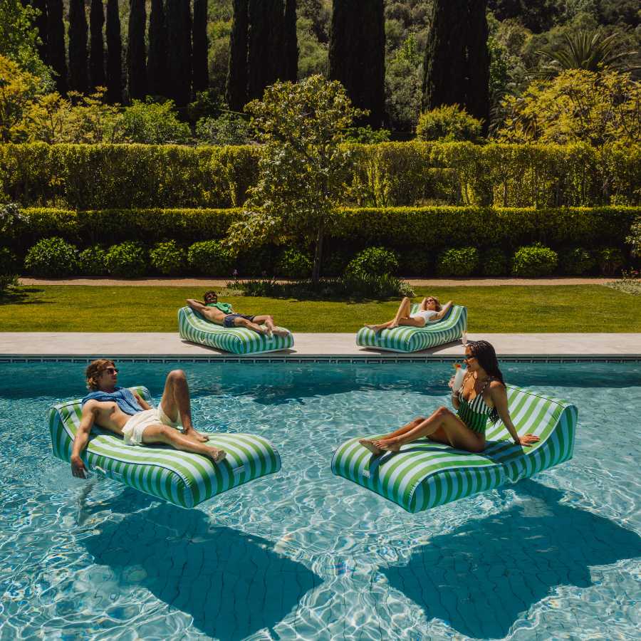 Funboy Recommended | Fabric Sunbed Lounger 2-Pack, Green & Blue Striped