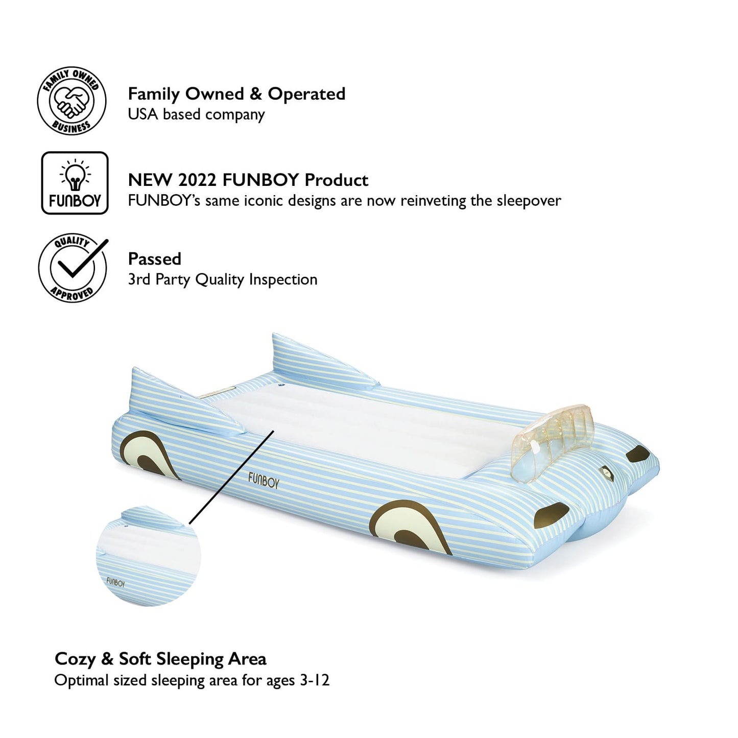 Funboy Exclusive | Kids Sleepover Bed - Blue Convertible Air Mattress
