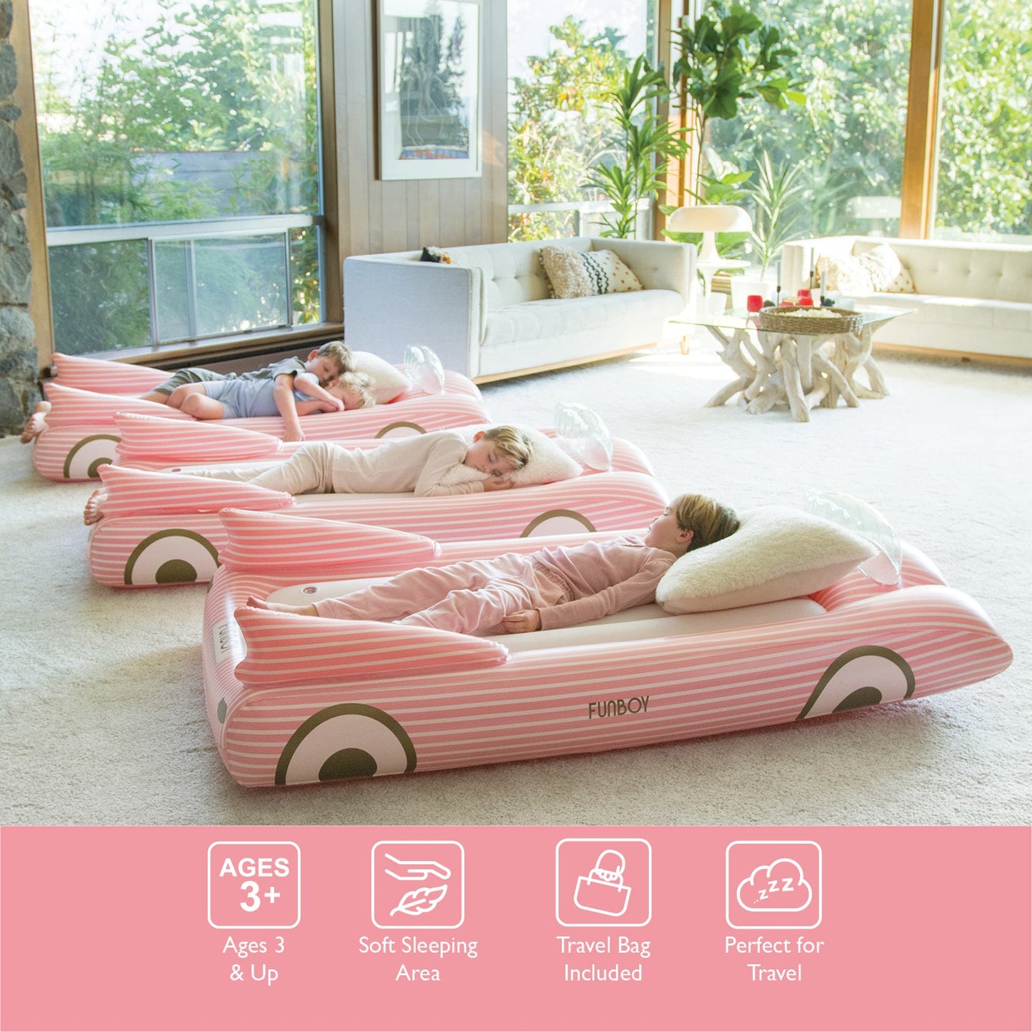 Funboy Signature | Kids Sleepover Bed - Pink Convertible Air Mattress