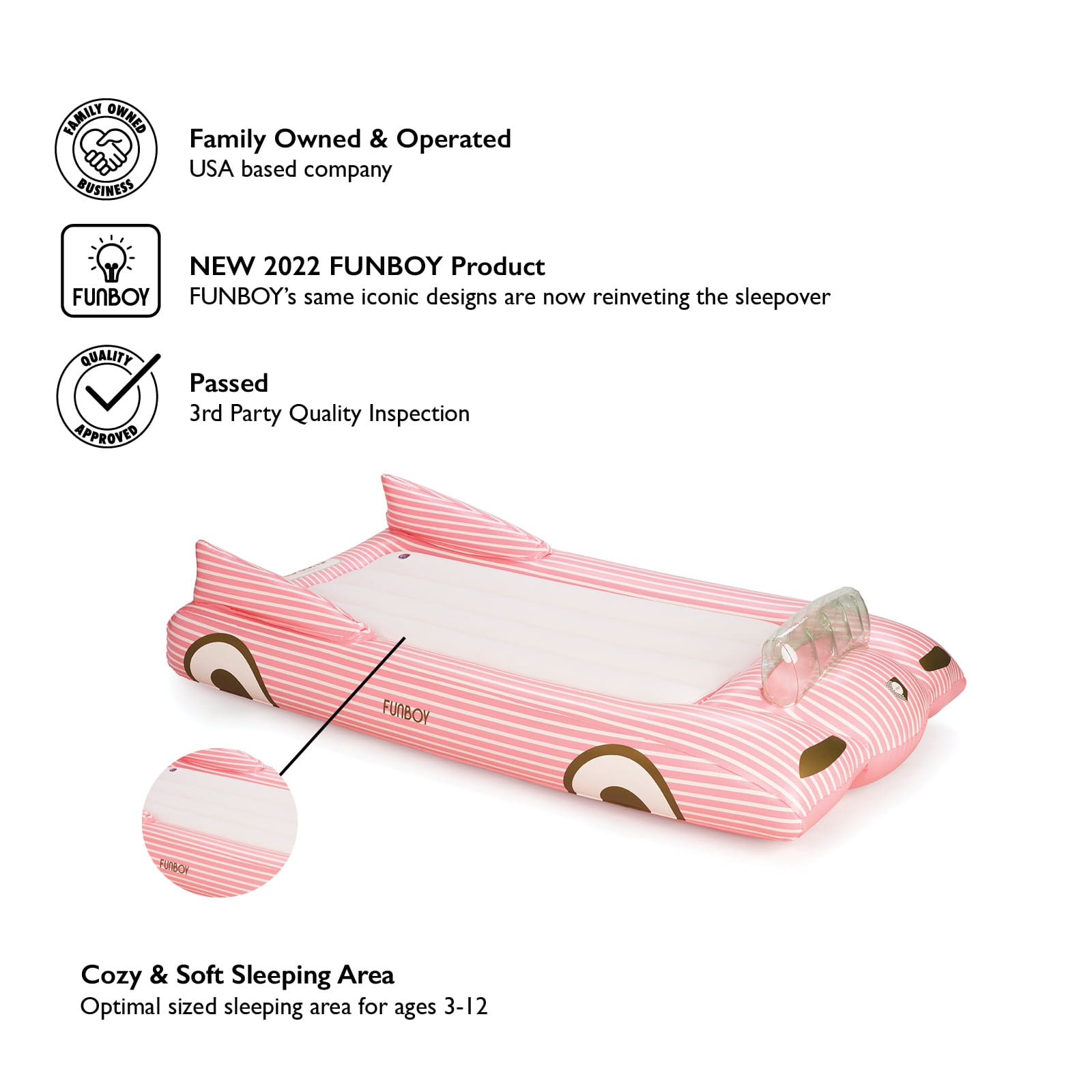 Funboy Signature | Kids Sleepover Bed - Pink Convertible Air Mattress