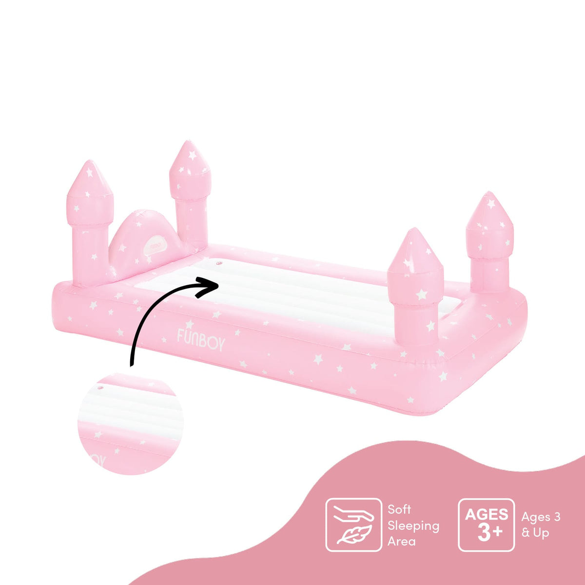 Funboy Featured | Kids Sleepover Bed - Pink Castle Air Mattress