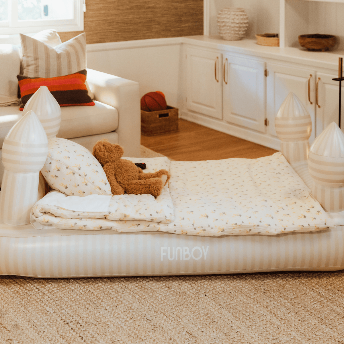 Funboy Recommended | Kids Sleepover Bed - Striped Castle Air Mattress