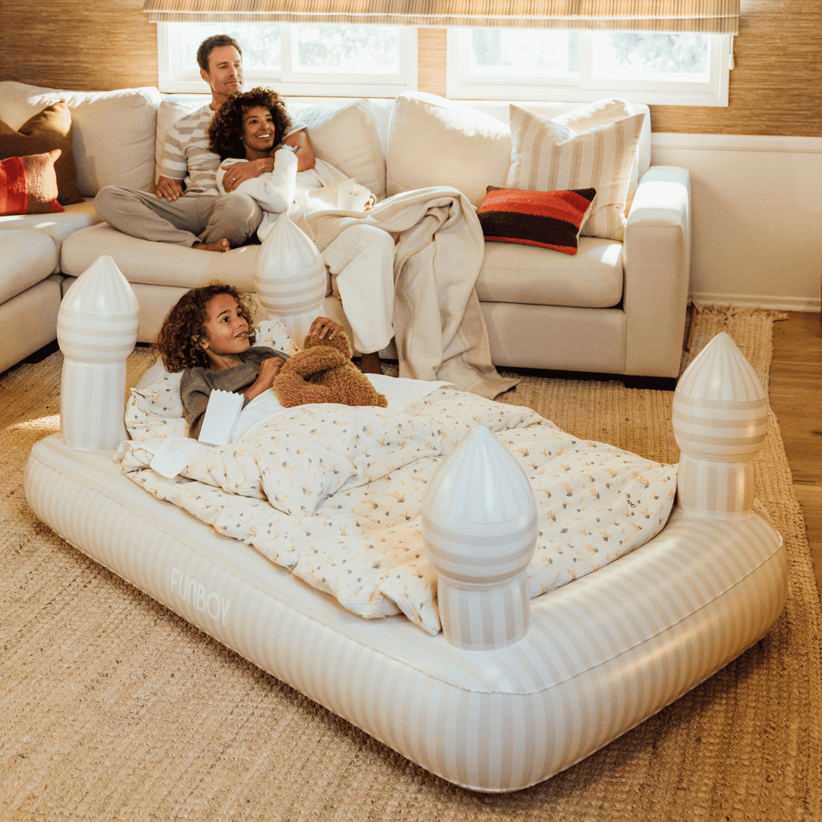 Funboy Recommended | Kids Sleepover Bed - Striped Castle Air Mattress