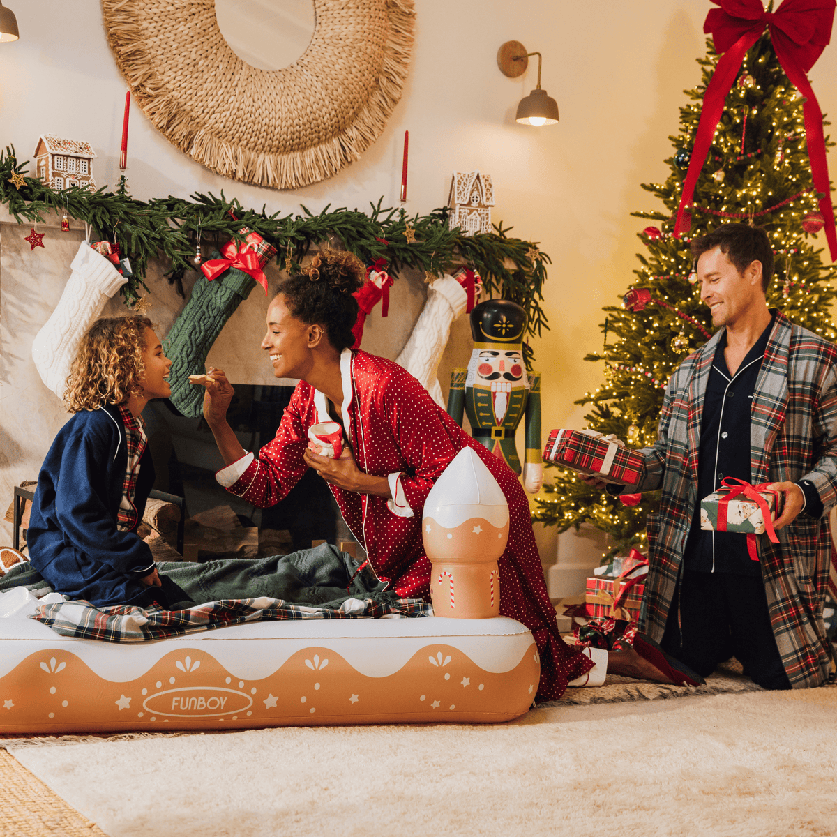 Funboy Classic | Kids Sleepover Bed - Christmas Gingerbread Air Mattress