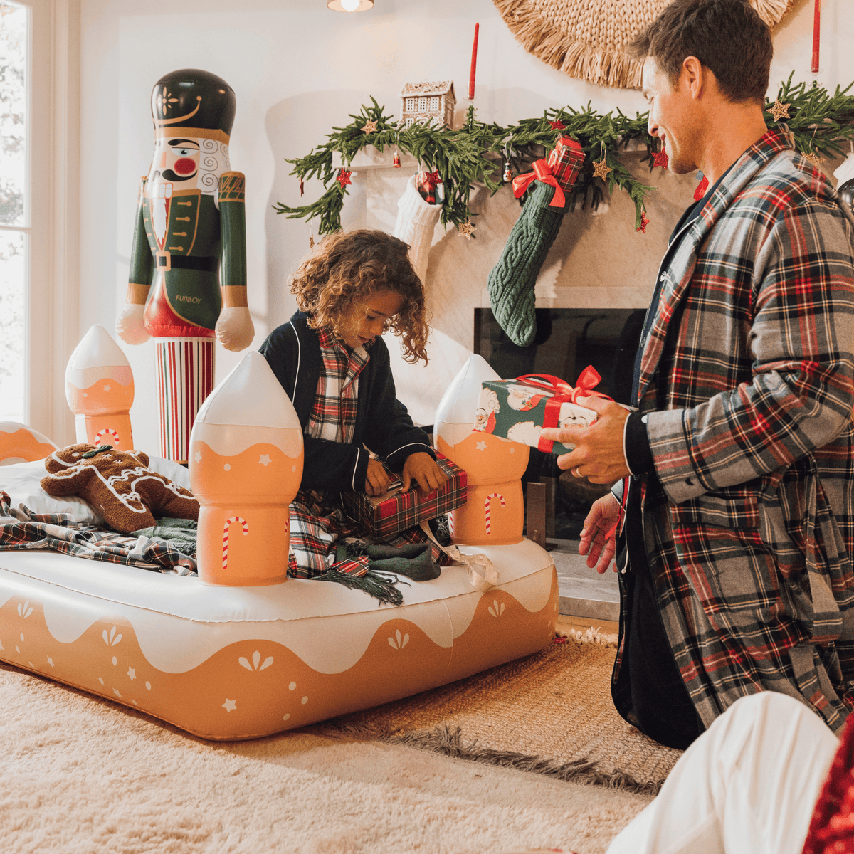 Funboy Classic | Kids Sleepover Bed - Christmas Gingerbread Air Mattress