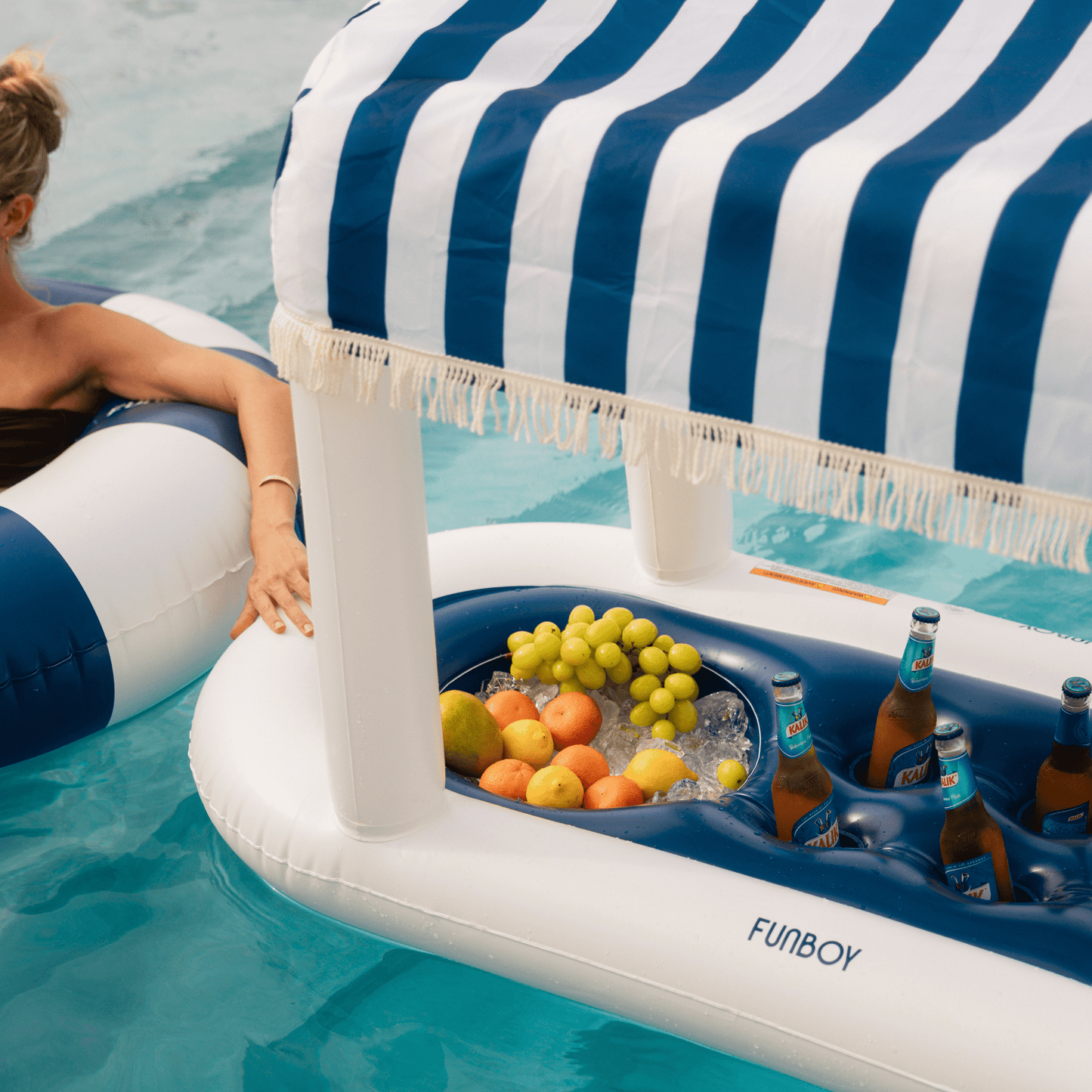 Funboy Signature | Navy Blue & White Striped Floating Cabana Bar