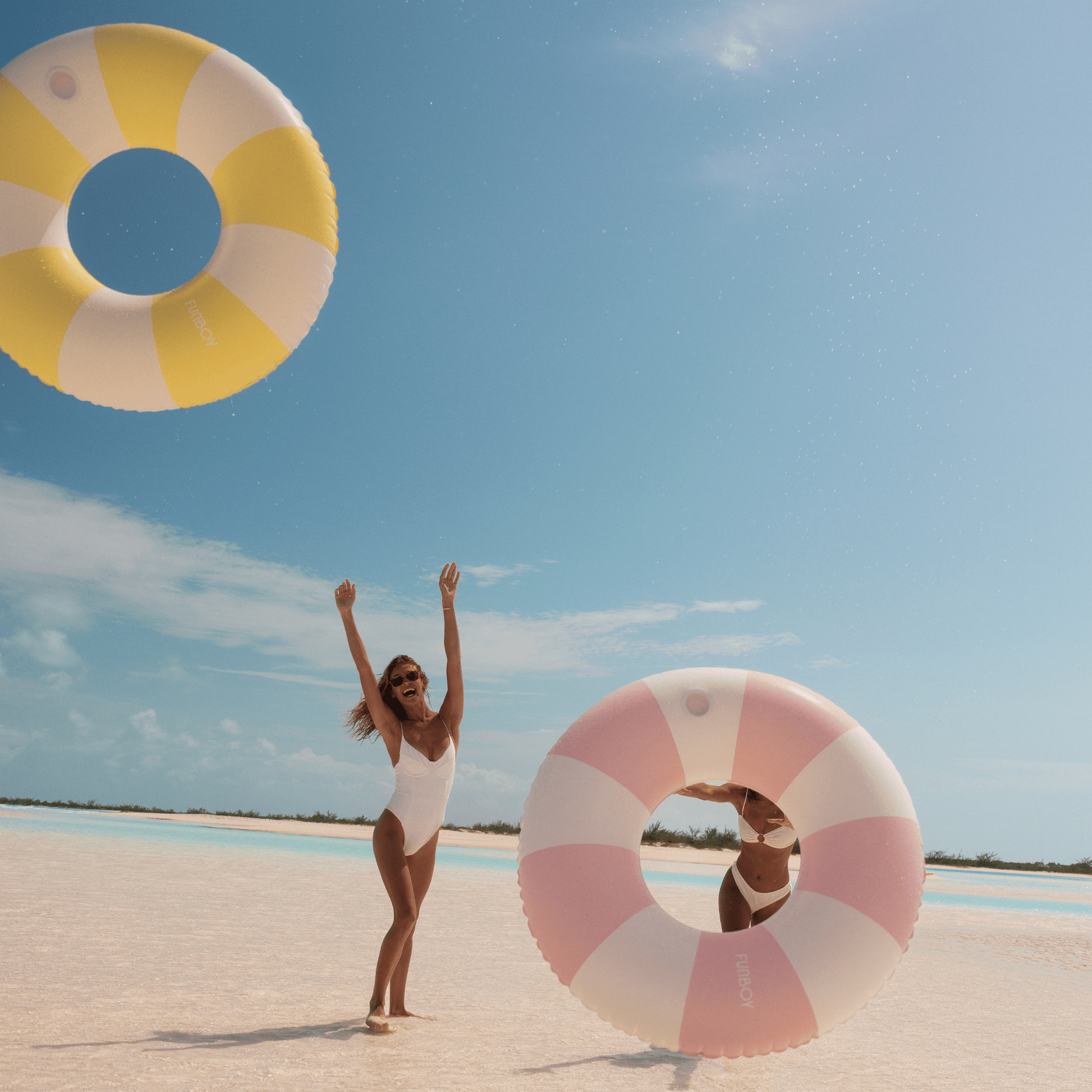 Funboy Featured | Yellow Vintage Stripe Tube Float