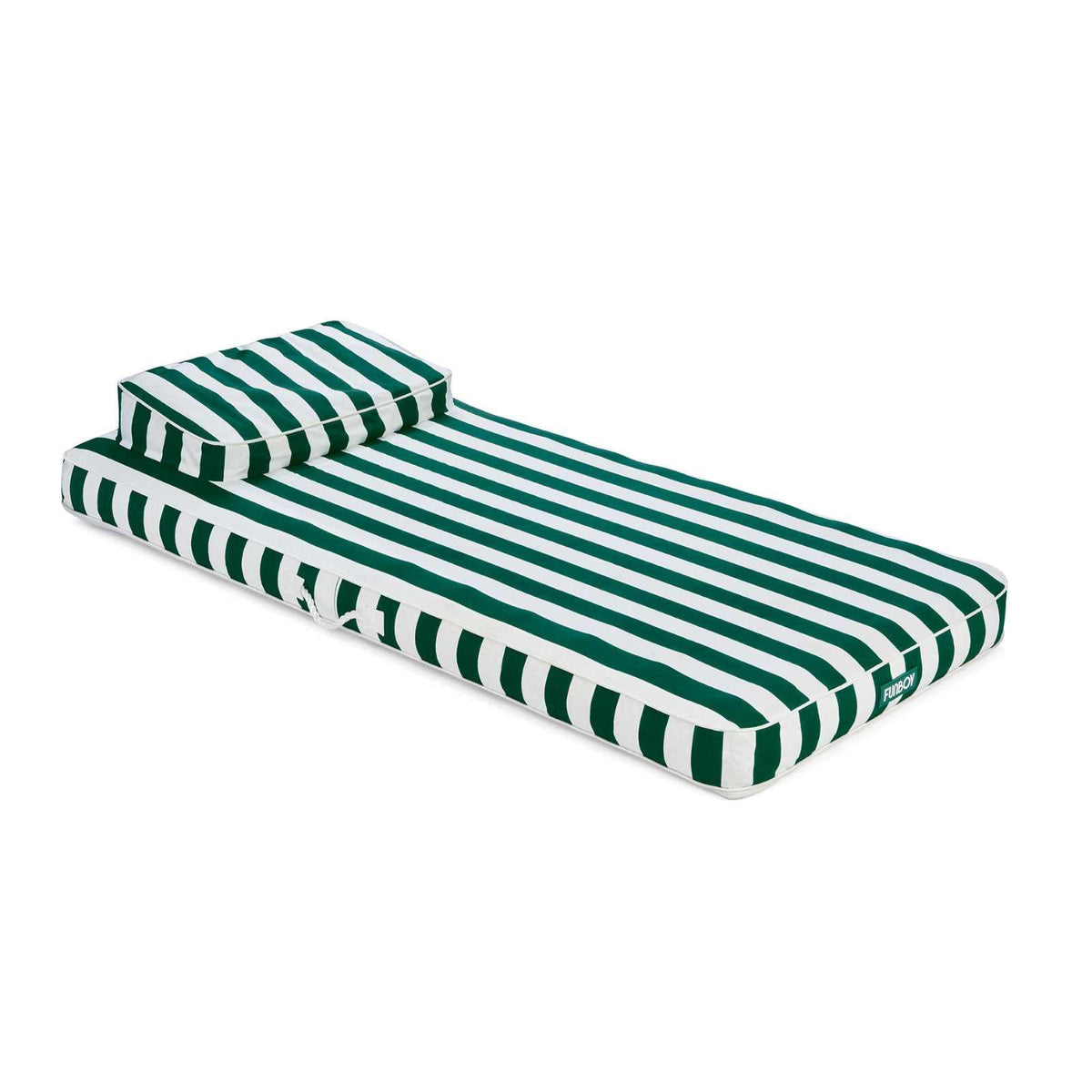 Funboy Trending | Fabric Classic Mat Lounger Pool Float - Green Cabana Stripe