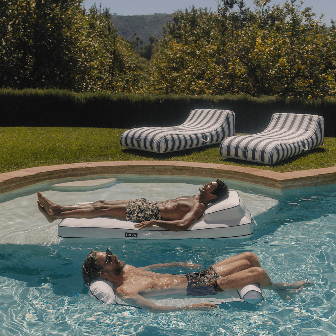 Funboy Exclusive | Fabric Classic Mat Lounger Pool Float - Classic White