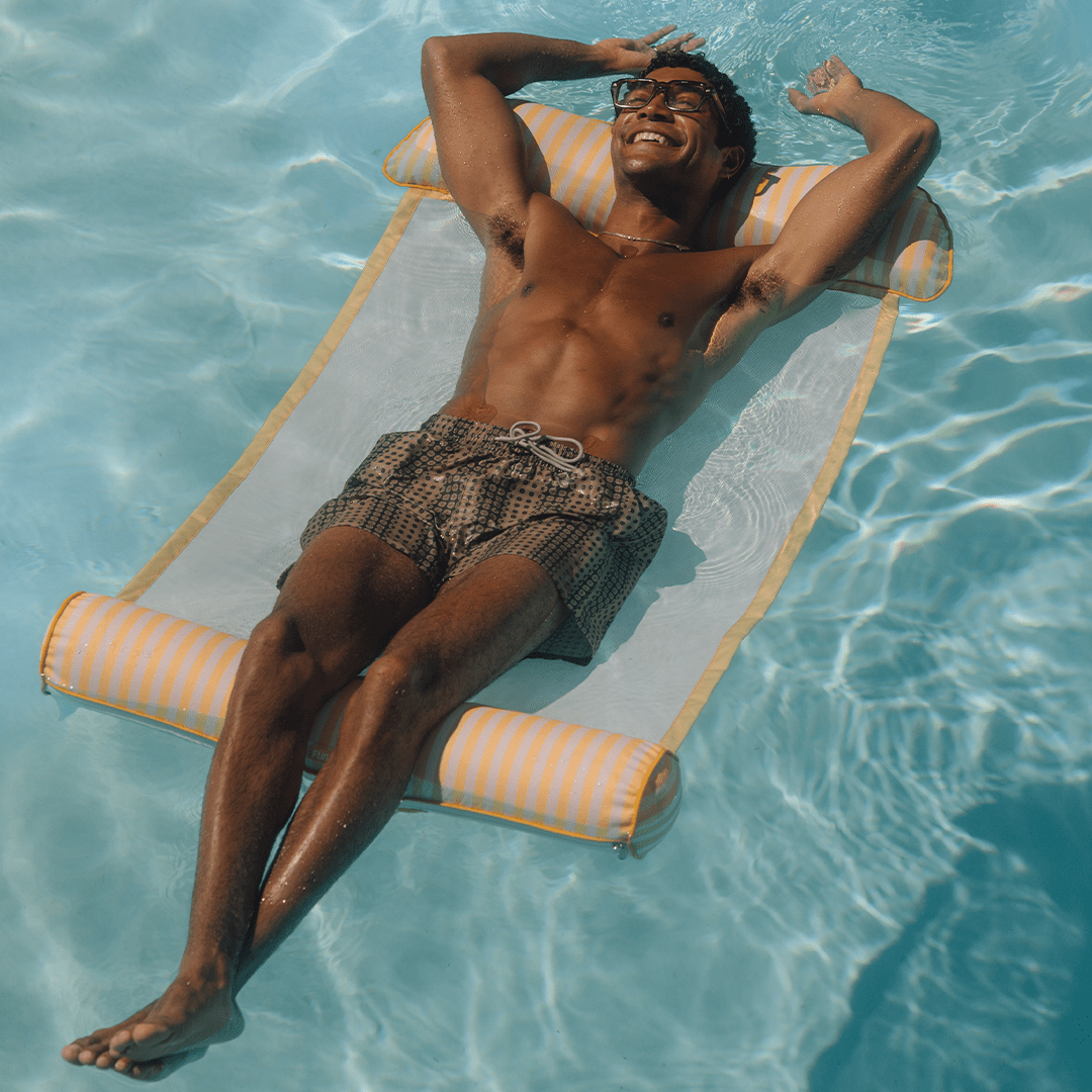 Funboy Classic | Premium Fabric Pool Hammock -Yellow Cabana Stripe