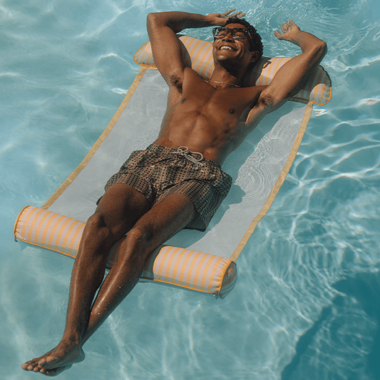 Funboy Classic | Premium Fabric Pool Hammock -Yellow Cabana Stripe