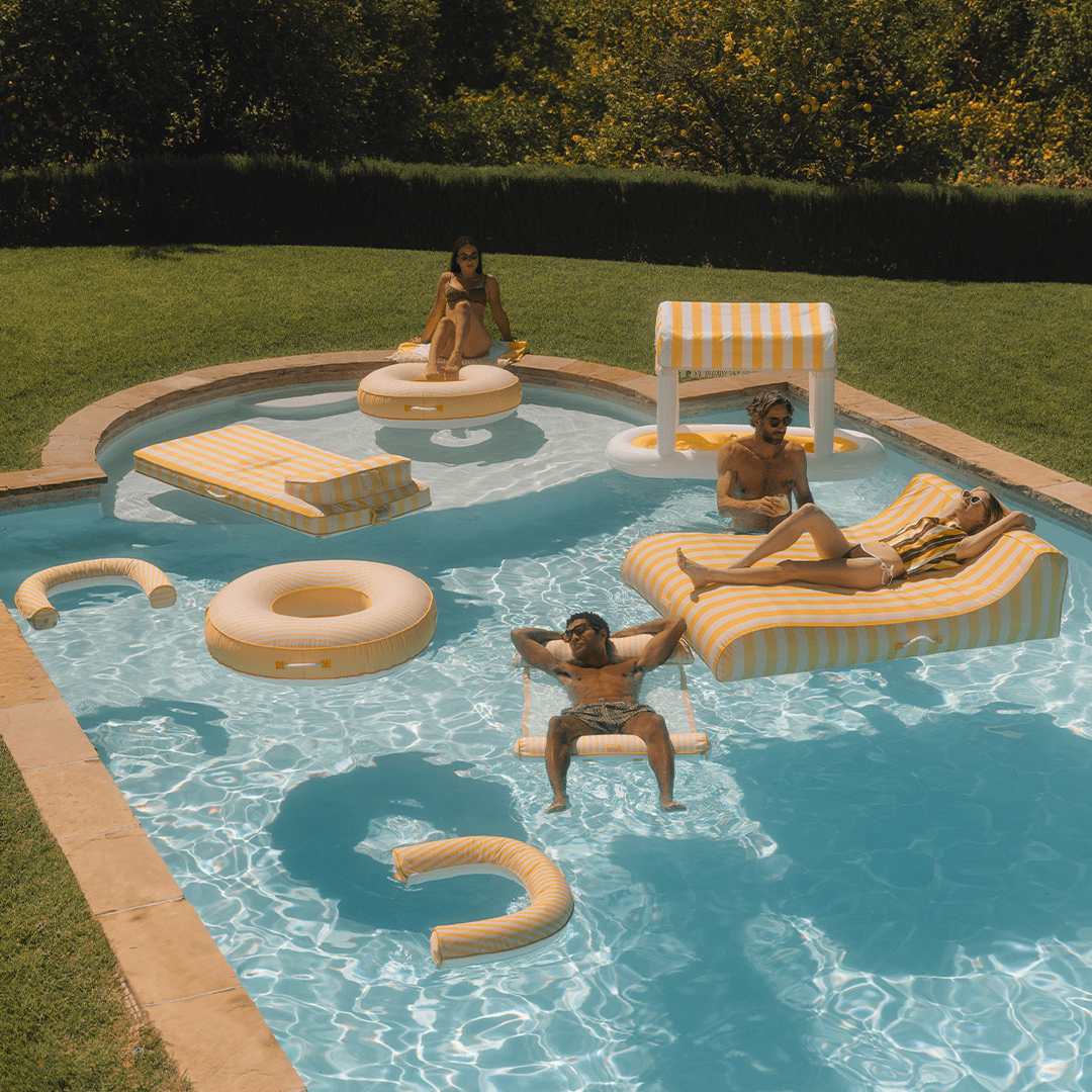 Funboy Classic | Premium Fabric Pool Hammock -Yellow Cabana Stripe