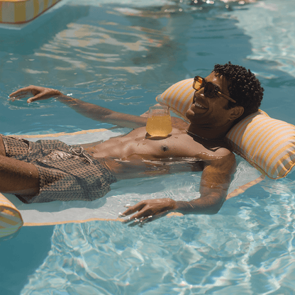 Funboy Classic | Premium Fabric Pool Hammock -Yellow Cabana Stripe