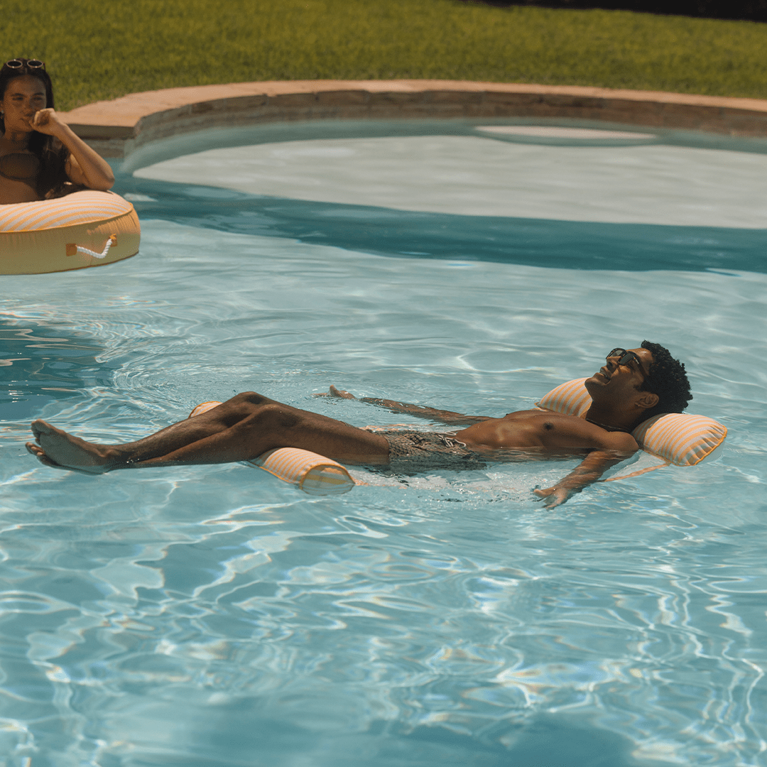 Funboy Classic | Premium Fabric Pool Hammock -Yellow Cabana Stripe