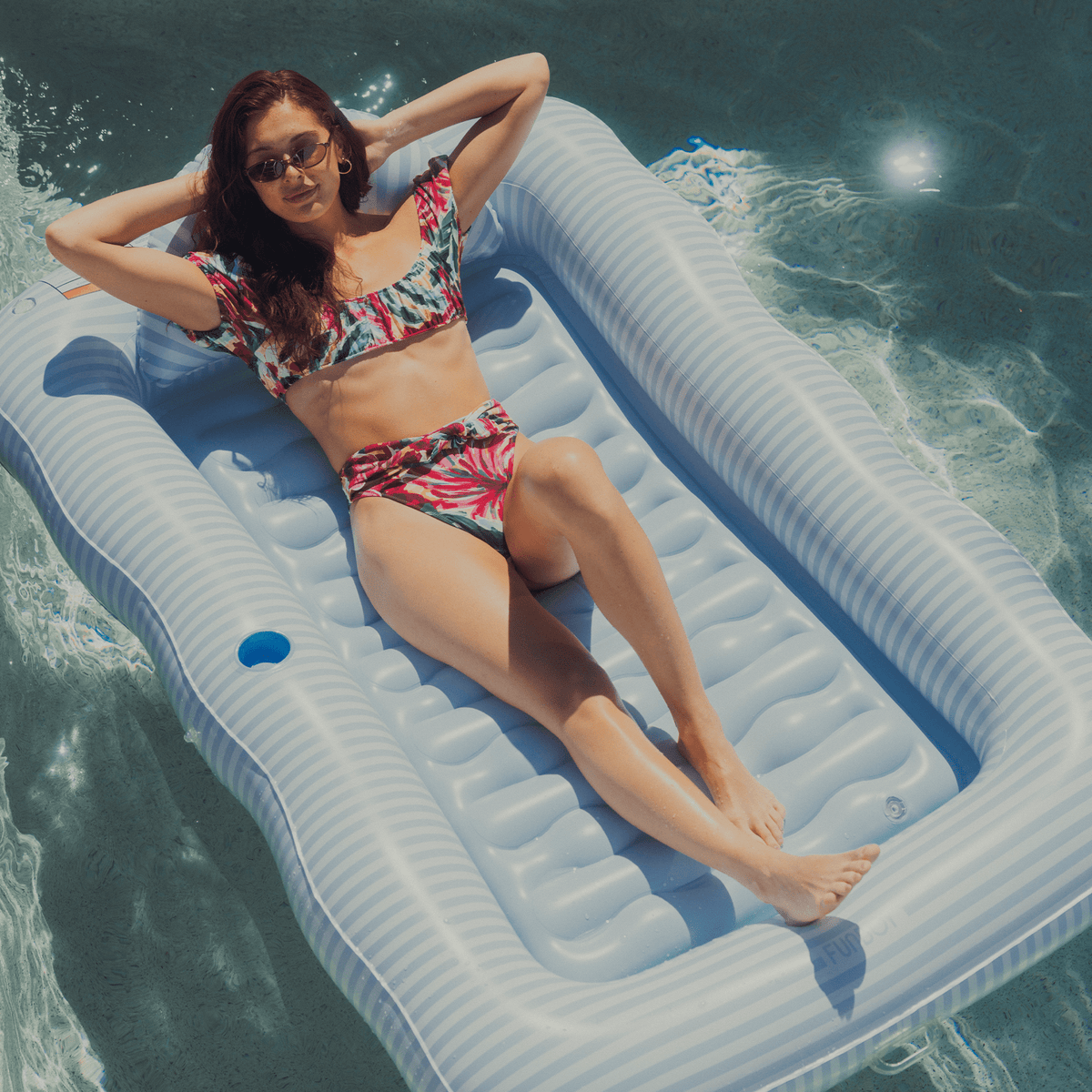 Funboy Best Seller | Tanning Pool Lounger: Blue & White Stripes