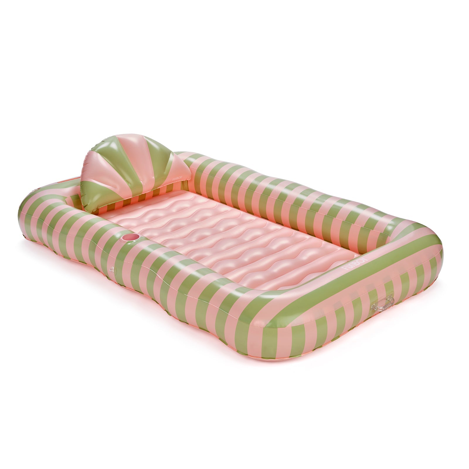 Funboy Recommended | Tanning Pool Lounger: Coral & Blue Stripes