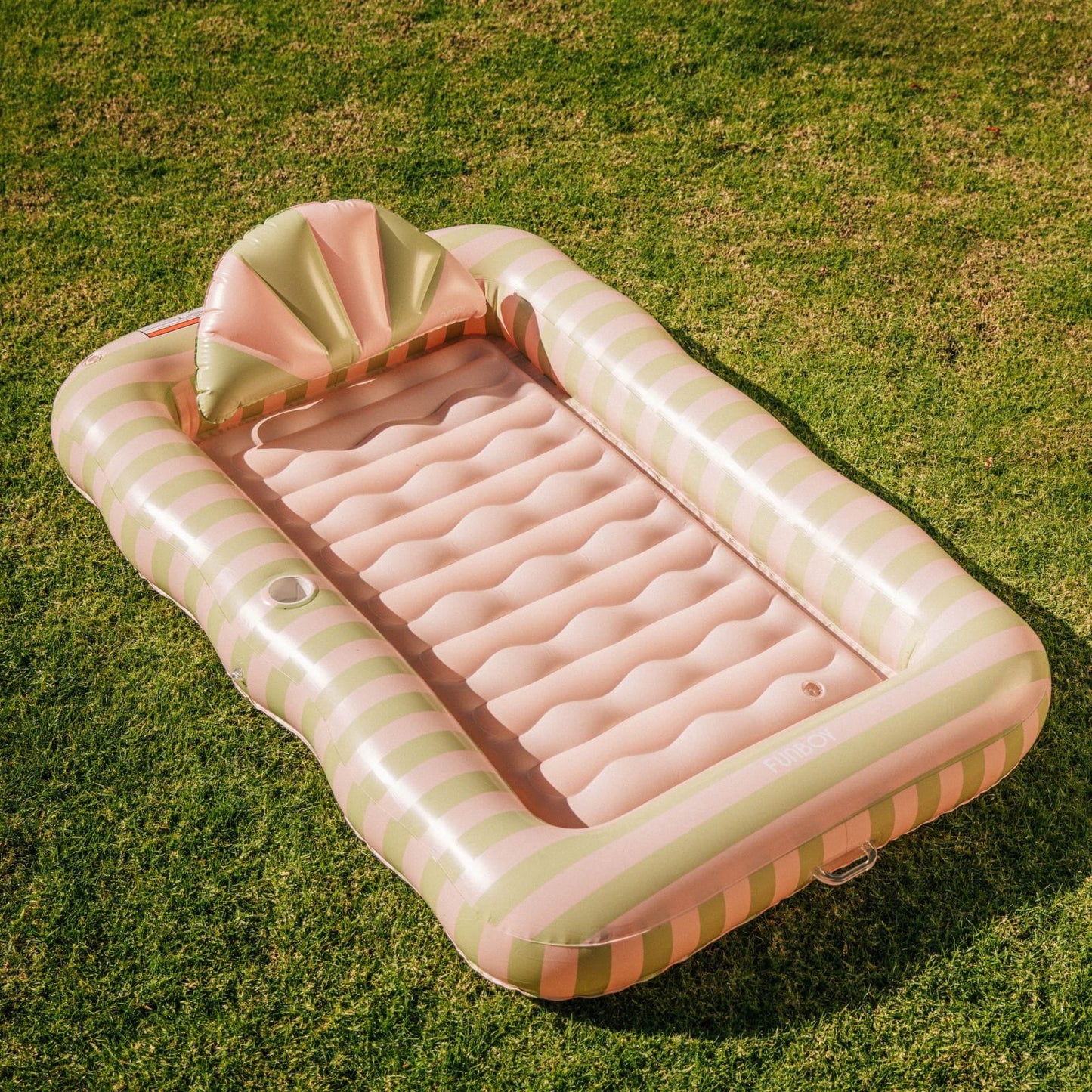 Funboy Recommended | Tanning Pool Lounger: Coral & Blue Stripes