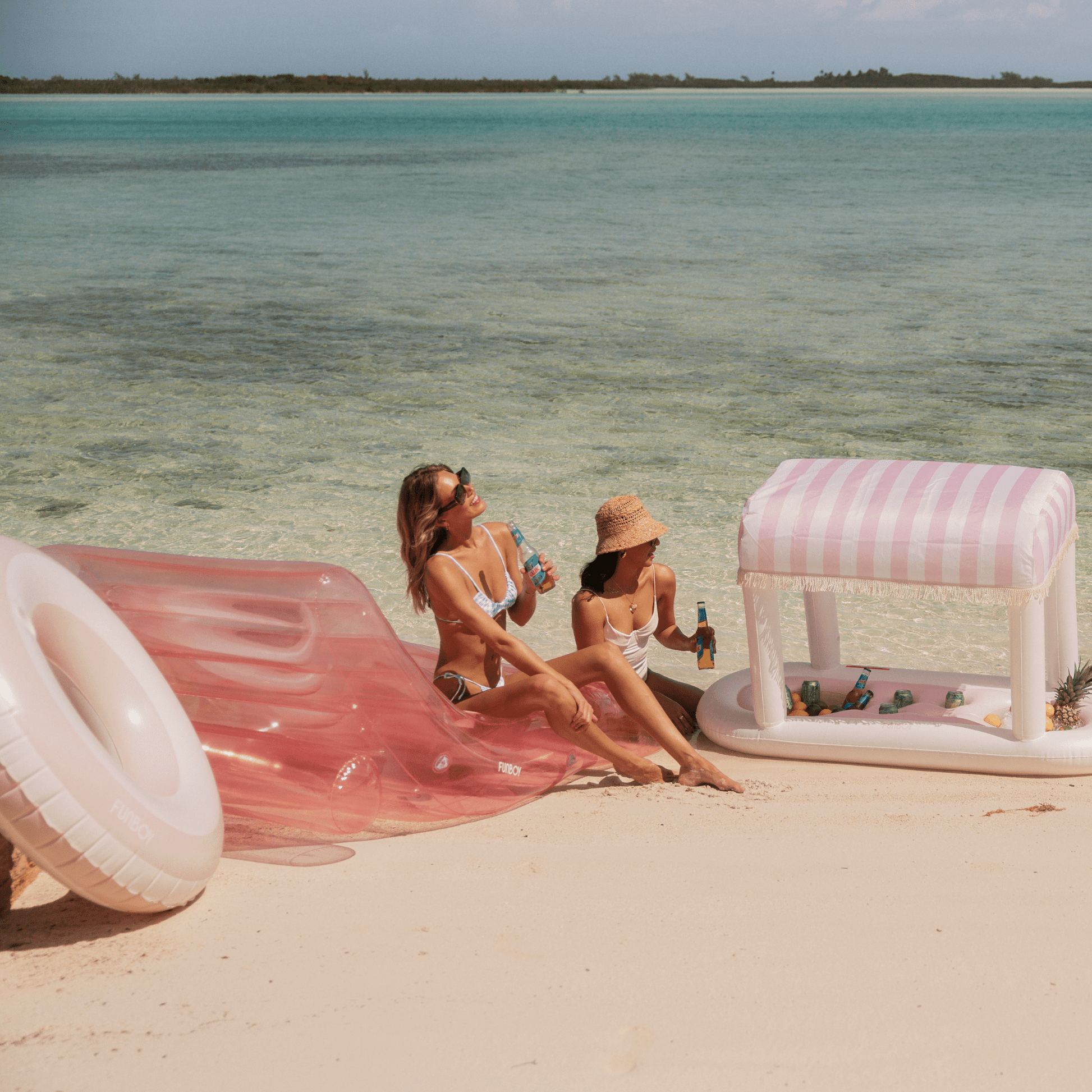 Funboy Best Seller | Pool Tube Float: Pink & White, Striped