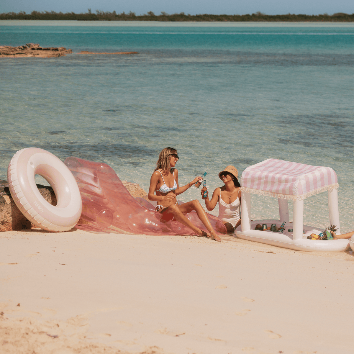 Funboy Best Seller | Pool Tube Float: Pink & White, Striped