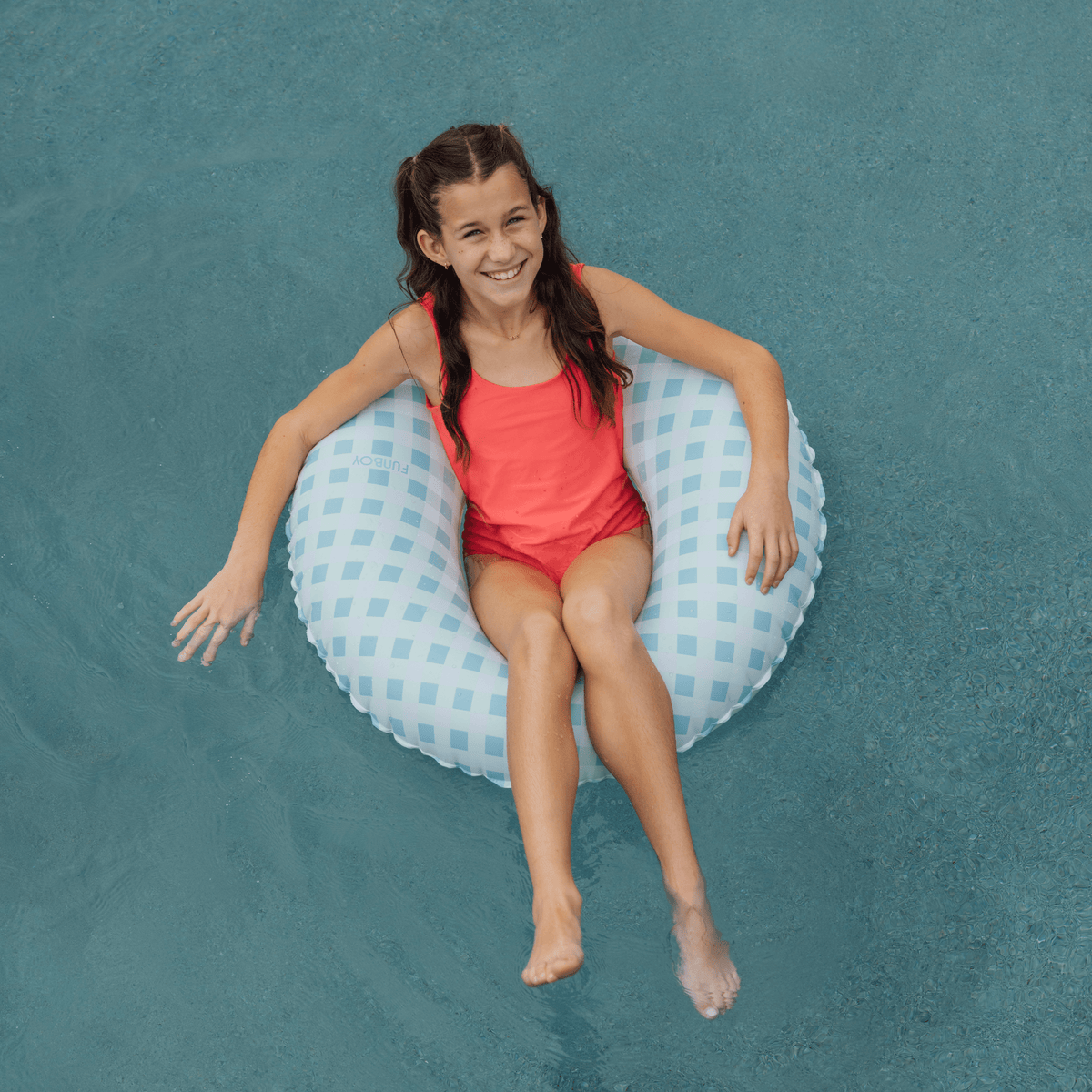 Funboy Signature | Blue Gingham Kids Tube Float