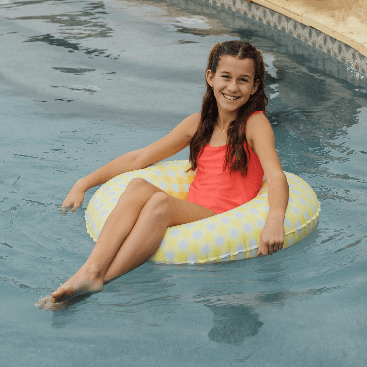 Funboy Classic | Kids Tube Float, 34", Yellow Gingham